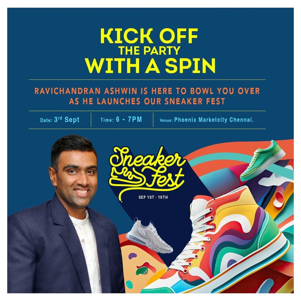 Renowned Cricketer, Ravichandran Ashwin to inaugurate Phoenix Marketcity’s ‘Sneaker Fest’.