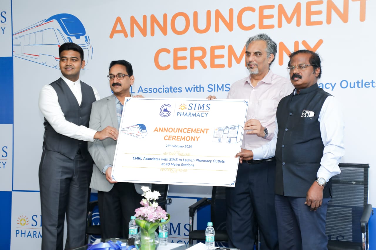 CMRL associates with SIMS Hospital to launch AI-Integrated Pharmacies at 40 Metro Stations
